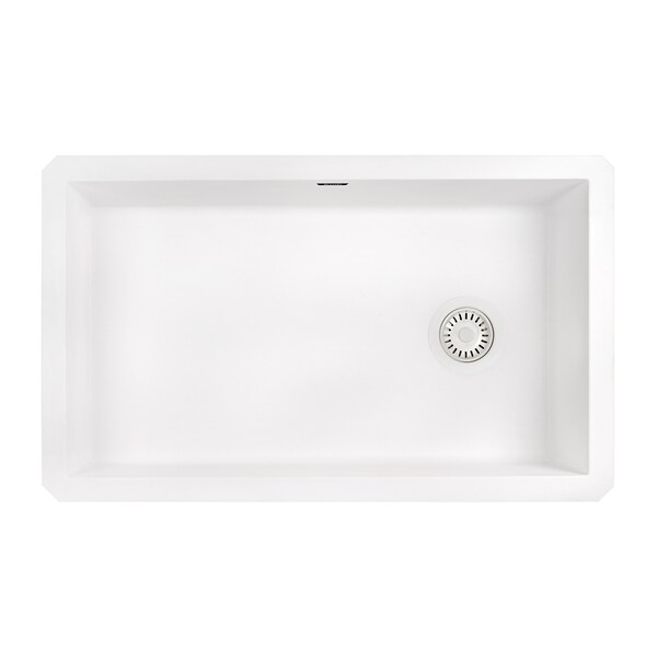 31x19 Undermount Granite Composite Sgl Bowl Kitchen Sink, Wht